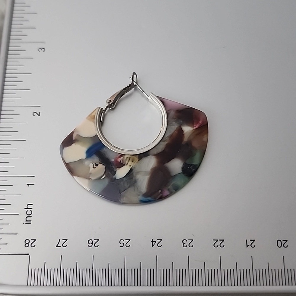 GEOMETRIC Brown Marble ACRYLIC EARRINGS Fun And Whimsy - Picture 3 of 3